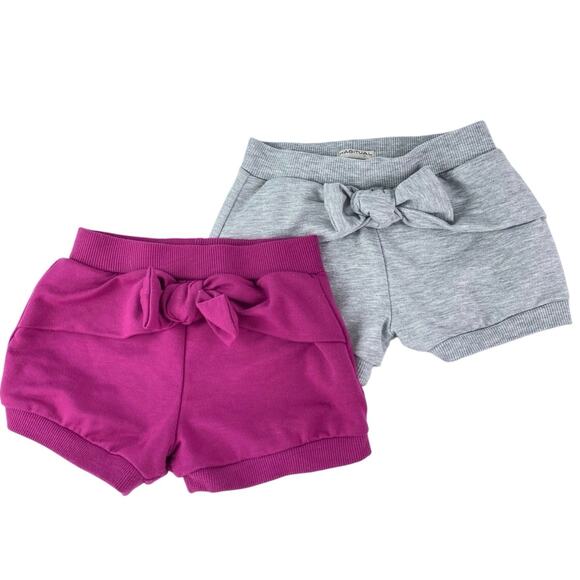 Lot of 2 Habitual Kids Girls Pink & Gray Bow Elastic Waist Mini Lounge Shorts 3T - Picture 1 of 7